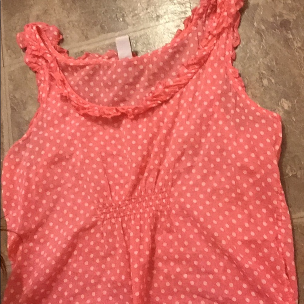 polka dot ruffle tank